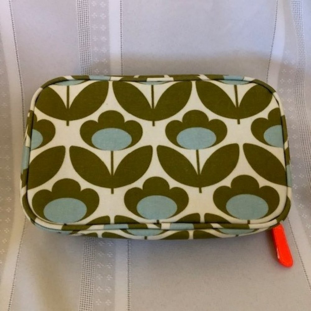 Orla Kiely double zipper cosmetic makeup bag